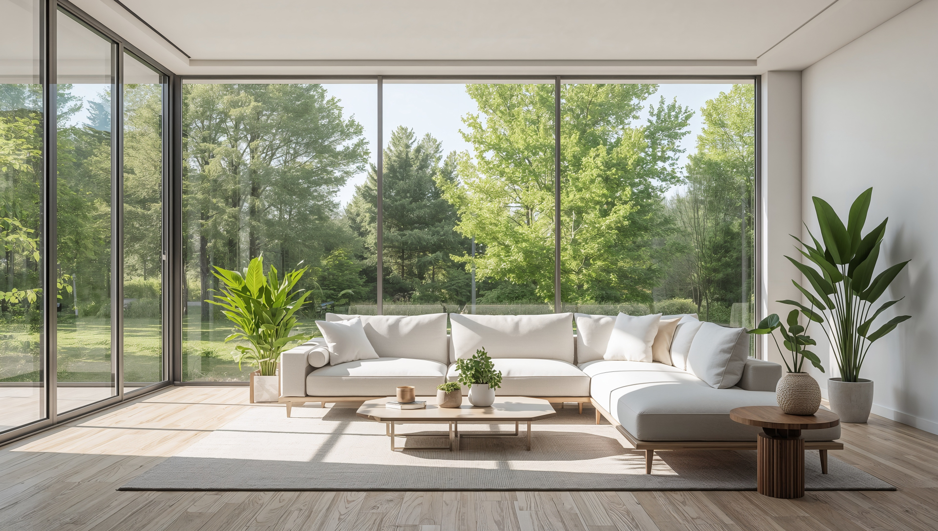Soggiorno moderno con grandi finestre panoramiche - annunci immobiliari